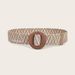 Women's Belts Summer PP Straw Woven Elastic Colorful Wooden Square Buckle Belt Webbing_viptrois.com