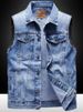Men's Clothing Denim Vest Men's Slim Fit Ripped Vest Men's Clothing Trendy Sleeveless Waistcoat Vest Large Size Vest_viptrois.com