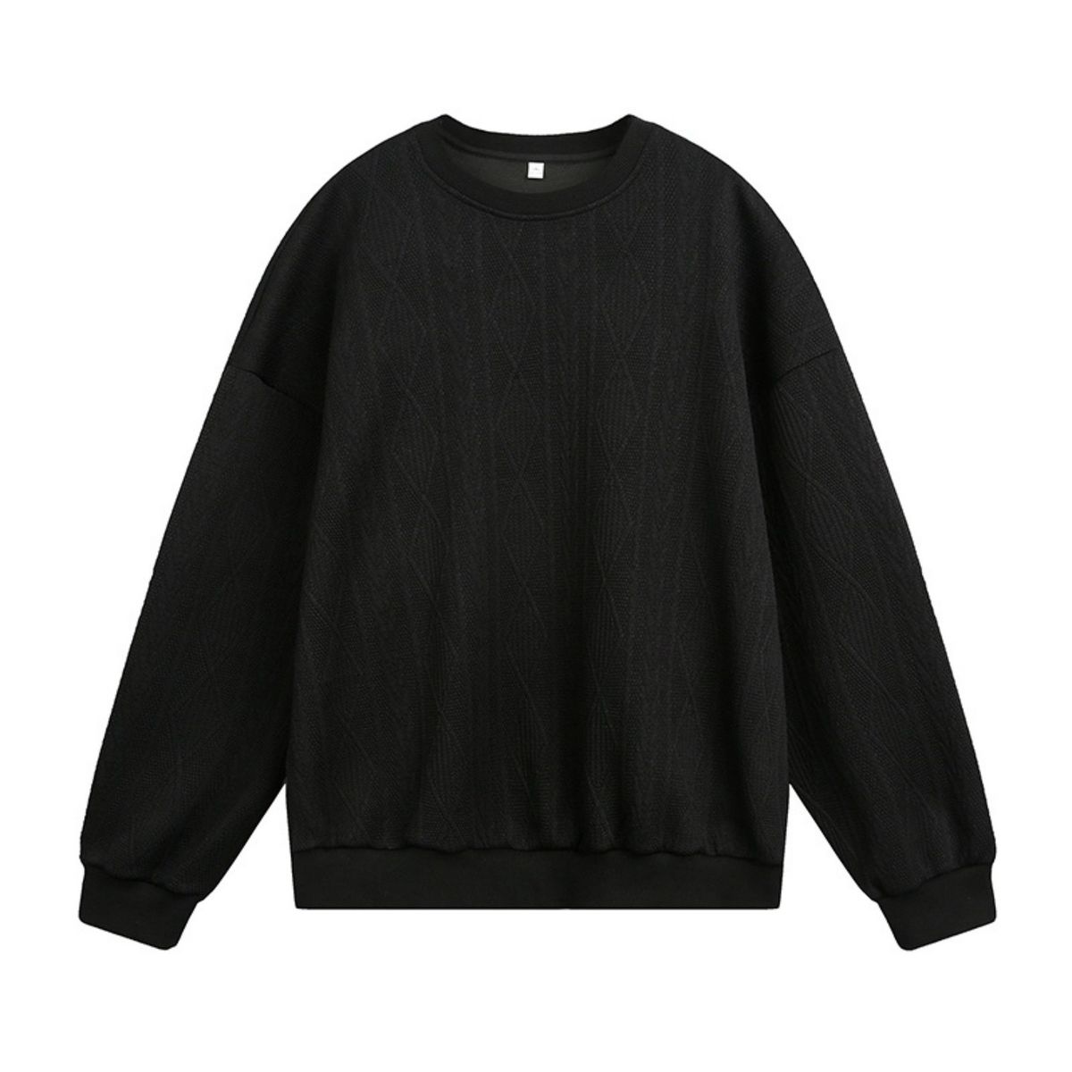 Nordmann Jacquard Texture Crew Neck Sweatshirt For Men, Autumn 420g Heavyweight Vintage Loose Fit Trendy Pullover Jacket Top_viptrois.com