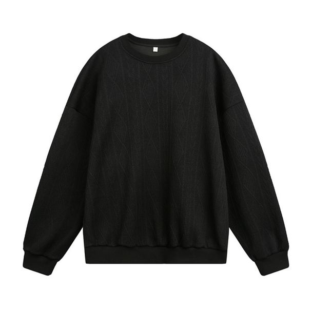 Nordmann Jacquard Texture Crew Neck Sweatshirt For Men, Autumn 420g Heavyweight Vintage Loose Fit Trendy Pullover Jacket Top_viptrois.com