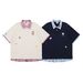 Men's Clothing Retro Contrast Color Stitching Polo Collar Short Sleeved T Shirt Ins Trendy Brand Men And Women Loose Casual Couple Half Sleeved Top_viptrois.com