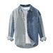 Men's Clothing Casual Fashion Tops Loose Vertical Stripes Splicing Long Sleeve Shirt_viptrois.com