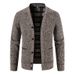 Korean Style Men's V-Neck Cardigan – Thick Knit Sweater Jacket For Autumn & Winter (Light Gray/Dark Gray/Burgundy/Brown/Blue-Gray, M-4XL)_viptrois.com
