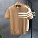 Men's Clothing Pullover Thin Short Sleeved T Shirt Advanced Round Neck Thin Knitted Sweater Half Sleeve_viptrois.com