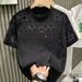 Men's Clothing round neck short sleeved T shirt for men with star studded hot diamonds, slim fit short bottoming shirt with half sleeves_viptrois.com