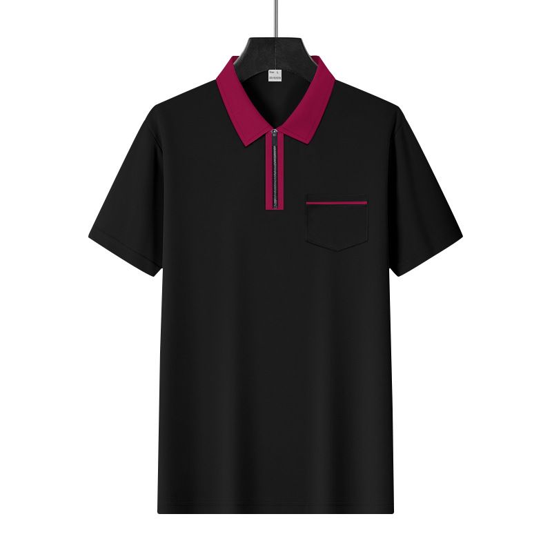 Men's New Polo Shirt Short-sleeved Pocket Lapel Shirt Colorblocking Quick Dry Casual T-shirt Tops_viptrois.com