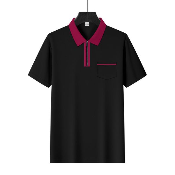 Men's New Polo Shirt Short-sleeved Pocket Lapel Shirt Colorblocking Quick Dry Casual T-shirt Tops_viptrois.com