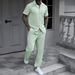 Men's Solid Color Breathable Long Sleeved Shirt And Drawstring Pants Two Piece Set European American Style Cross Border Fashion 2026_viptrois.com