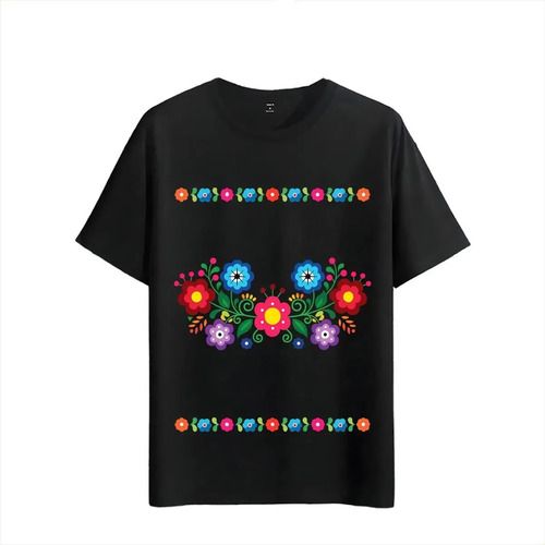 Tshirt Muscle Freaks 2026 Floral Style Mexican Flowers Embroidered_viptrois.com