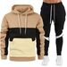 Tri-Color Hooded Tracksuit Set – Men’s Athletic Jogger & Zip-Up (M-XXXL, 6 Color Blocks, 90% Polyester)_viptrois.com