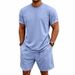 Men's Heavyweight Cotton-Terry Short Sleeve Tee & Shorts Set | Casual Loungewear Solid Color Comfort Outfit_viptrois.com
