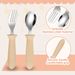 Mother & Kids 304 Stainless Steel Children's Knife, Fork, Spoon And Chopsticks 4 Piece Set Silicone Handle Baby Eating Spoon Training Chopsticks Set_viptrois.com