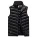 "Men's Stand Collar Quilted Down Vest – Winter-Weight Sleeveless Jacket (Classic Black/Dark Blue/Greyish, 2XL-5XL)"_viptrois.com