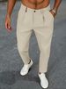 Summer Men's Slim Fit Cropped Casual Pants Solid Color Business Style Slim Straight Leg Dress Pants Trendy Versatile_viptrois.com