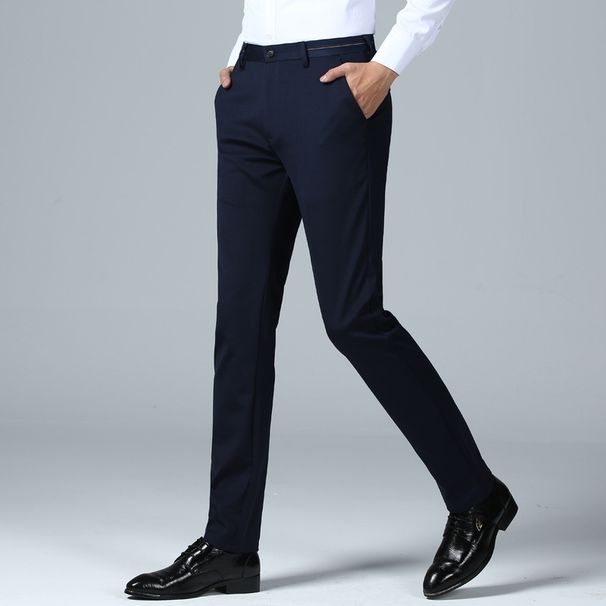 Men's Straight Leg Pants, Men's Summer Slim Fit Elastic Formal Casual With Suit Pants, Business Drape, No Iron Large Trousers_viptrois.com