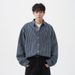 Men's Clothing Retro Washed Denim Striped Long Sleeved Shirt Spring Style Back Stitching Design Loose Casual Shirt_viptrois.com