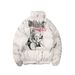 Men's Clothing Club American style dark bear graffiti print loose cotton jacket high street hip hop couple bread coat_viptrois.com
