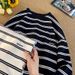 Round Neck Striped Sweatshirt For Men, Spring And Autumn, Hong Kong Style, Loose Fit, Student Couple Jacket, Trendy_viptrois.com