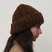 New Fashionable Retro Warm Thickened Contrasting Color Big Head Circumference Showing Small Face Flanged Wool Wool Knitted Hat Women's Winter_viptrois.com