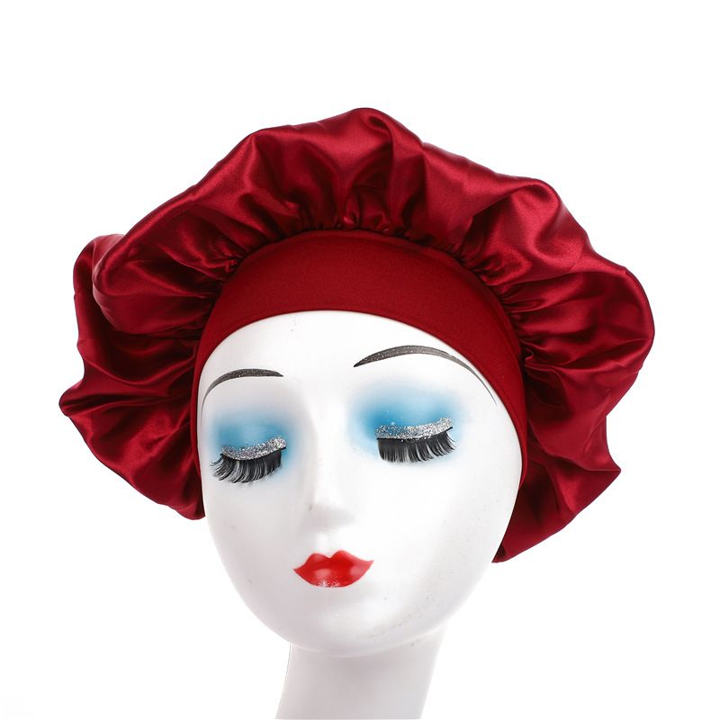 Autumn and winter leopard print sleeping cap wide brim satin hat hair care cap washing hat shower cap hair bonnet_viptrois.com