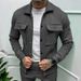 2025 Autumn European And American Men's Fashion Casual Solid Color Button Pocket Long Sleeve Jacket Fleece Casual Jacket_viptrois.com