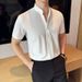 New Summer Men's Short-sleeved Shirt Chinese Stand-up Collar Thin Shirt Cool Elastic Slim-fitting Men's Half-sleeved Shirt_viptrois.com