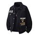 Men's Clothing Ripped Printed Denim Jacket Men's 2025 Autumn New Pink Shirt Top Trendy Letter Lapel Men's Jacket_viptrois.com