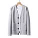 V-Neck Cardigan Sweater Men's Casual Pullover Hoodie With Patch Pockets, Waffle Knit, Loose Fit, College Style_viptrois.com