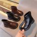Two Cotton New Fashion Children's Fashion Boots Boys British Style Cotton Boots Girls Fashion Leather Boots Windproof Warm Trendy_viptrois.com