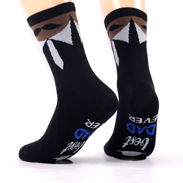 Mid-tube cotton socks Father's Day gift sole letter jacquard casual sports socks_viptrois.com