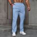 Men's Clothing Four Seasons New Leisure Jacquard Drawstring Loose Leisure Solid Color Pocket Sports Trousers Men_viptrois.com