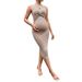 European And American Breastfeeding Maternity Dress Amazon Sleeveless Hollow Maternity Dress Elegant Slim Mid Length Maternity Dress_viptrois.com