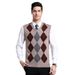 Men's Wool Knit Vest Winter Warm Sleeveless Diamond Pattern V-Neck Pullover Waistcoat For Casual Wear_viptrois.com