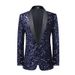 Men's Clothing Men's Dress Sequin Color Changing Flash Bar Dj Nightclub Stage Performance Suit Host Singer Navy Blue Jacket_viptrois.com