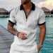 Men's Striped Zip-Up Polo Shirt & Shorts Set – Breathable Summer Casual Outfit (Quick-Dry Polyester, S-6XL, 20+ Colors)_viptrois.com
