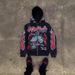Men’S & Women’S Oversized Zip-Up Hoodie – Vintage Streetwear, 3d Graffiti Print, Dark Aesthetic (Purple/Black, S-Xl)_viptrois.com