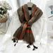 Unisex Thousand bird lattice scarf women simple fashion silk scarf tassel plaid scarf shawl_viptrois.com