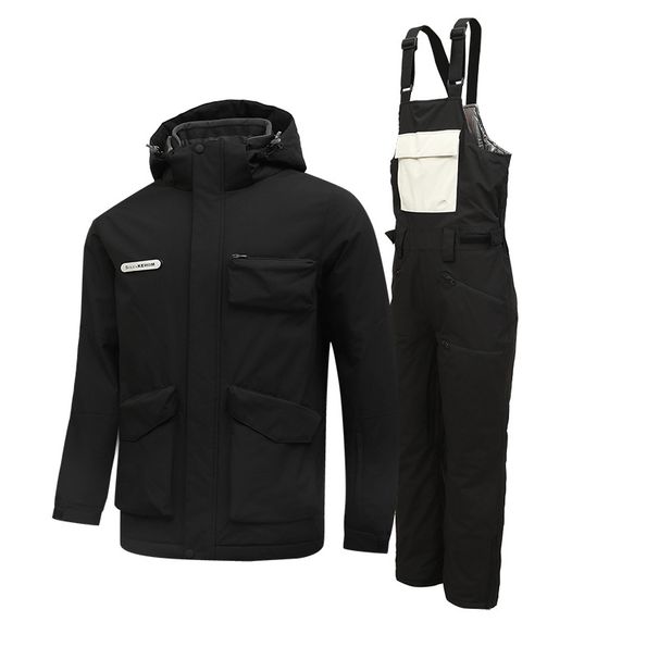 Men's Workwear Ski Suit Set For Winter Snowboarding, Mountain Climbing, Warm Shoulder Straps, Fashionable Ski Pants, Ski Clothes_viptrois.com