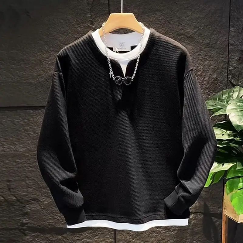 Layered Mock Neck Long Sleeve Sweatshirt – Minimalist Pullover For Men (M-4XL) – Lightweight Polyester Blend Casual Top_viptrois.com
