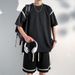 Men's Clothing Summer Short Sleeved Suit For Men High School Students Hong Kong Style Loose Sports Suit With Handsome Casual Large Size Men's Clothing_viptrois.com