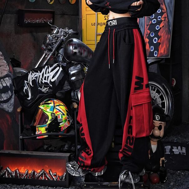 New Style Interlaced American Retro Fashion Casual Unisex Oversize Street Versatile Wide-Leg Pants_viptrois.com