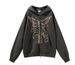 Y2K Skeleton Hoodie 90s Pattern Print Zip-Up Top Girl Sweatshirt_viptrois.com
