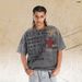 American Vintage Letter-printed Washed Distressed Loose-fit One-piece Cut Short-sleeve T-shirt_viptrois.com
