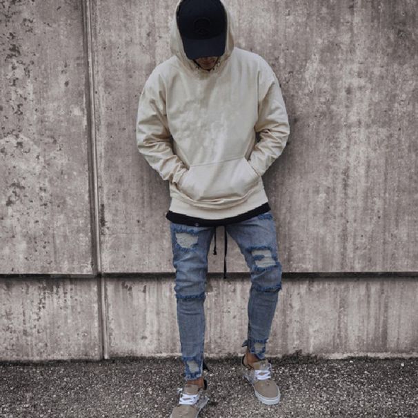 Monochrome Man- Exclusive European And American Jeans Gray Ripped Stretch Zipper Men's Skinny Pants Trendy Brand_viptrois.com