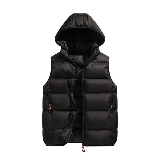 Men's Quilted Vest With Hood, Lightweight Warm Fleece Lining, Color-Block Design, Slim Fit Casual Jacket For Fall & Winter_viptrois.com