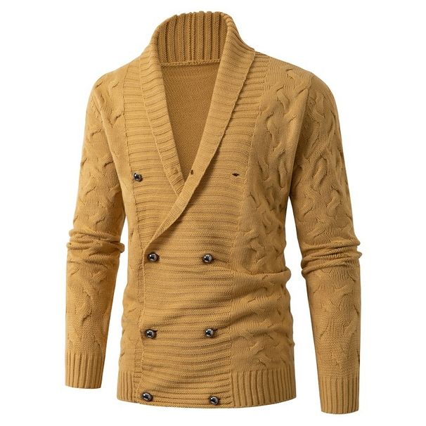 Pulse Cross-Border Autumn New Casual Men's Solid Color Thickened European And American Style Knitted Cardigan Sweater Jacket_viptrois.com