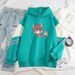 2024 Spring And Autumn Color Block High-End Cartoon Anime New Cool Internet Celebrity Long Sleeve Sweatshirt_viptrois.com