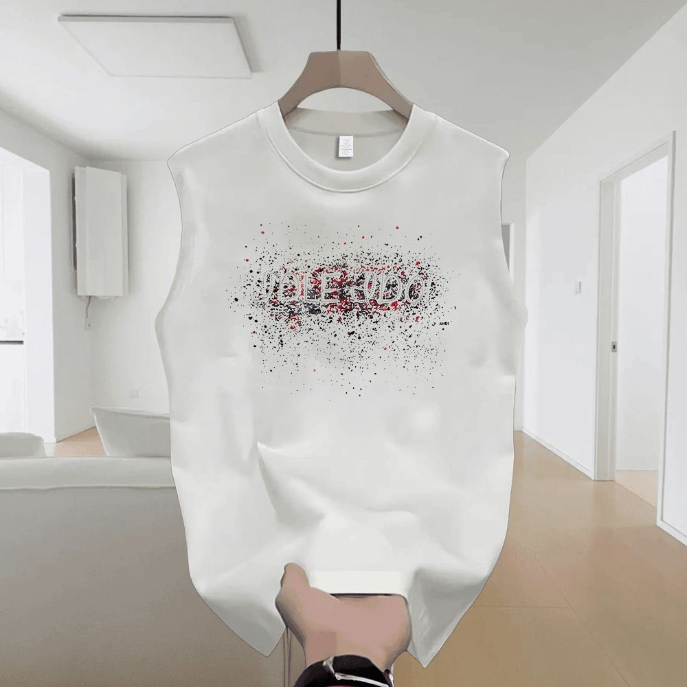 Men's Clothing Basketball Sports T Shirt Summer Men's Round Neck Printed Sleeveless Vest Loose Waistcoat Sweatshirt Bottoming Top_viptrois.com