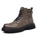 European Warm Series Martin Autumn Winter Warm British Style Men's Plush Lined Leather Shoes High Top Work Boots_viptrois.com