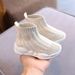New Boys Socks High Top Sports Shoes Breathable Girls Flying Weaving Shoes Korean Version Children's Casual Mesh Shoes_viptrois.com